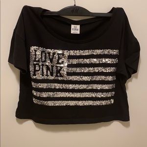 LIKE NEW PINK VICTORIA SECRET BLING CROP TOP